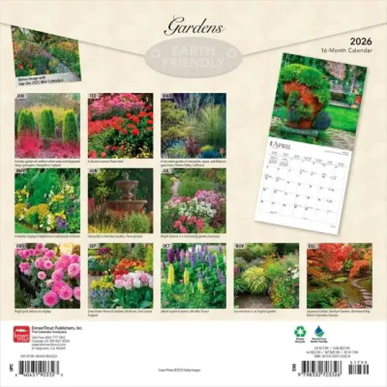 BrownTrout Gardens 2026 12"x24" Hanging Square Wall Calendar Plastic-Free image {1}