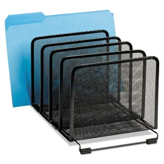 Rolodex Mesh Stacking Sorter Five Sections Metal 8 1/4 x 14 3/8 x 7 7/8 Black 22141 image {1}