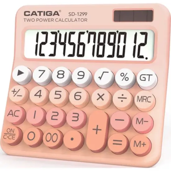 CATIGA Mechanical Switch calculator, 12-Digit LCD, Solar & Battery Power, Big Buttons, Aesthetic Design for Home, School, Office Use. SD-1299 image {12}