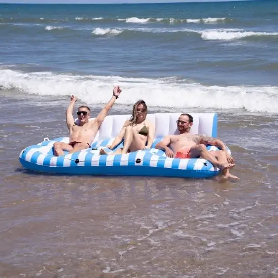 Zone Tech Inflatable Pool Float - 3 Person Tanning Pool Float Lounger Chair with Handles, Cup and Phone Holder for Outdoor, Beach, Swimming Pool, Lake image {4}