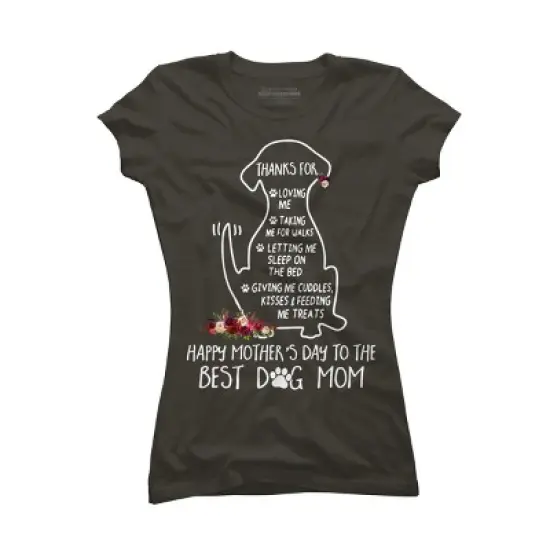 Junior's Design By Humans Happy Mothers Day Best Dog Mom Thanks By MiuMiuShop T-Shirt image {4}