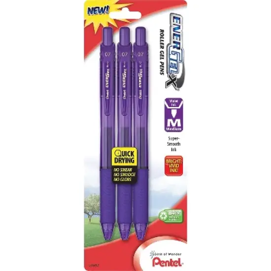 Pentel EnerGel-X Retractable Roller Gel Pen BL107BP3V image {1}