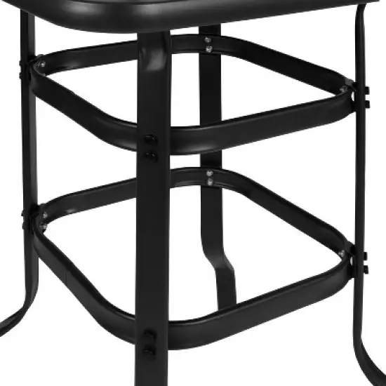 Emma and Oliver 3 Piece Outdoor Bar Height Set-Glass Patio Bar Table-All-Weather Barstools image {7}