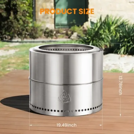 R.W. Flame 19-Inch Outdoor Fire Pit &ndash; Smokeless， Stainless Steel Portable Fire Pit for Camping, Patio, and Outdoor Use &ndash; Wood or  Burning Bonfire image {7}
