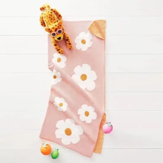 48"x58" Knit Kids' Throw Daisy Pink - Pillowfort&trade; image {4}