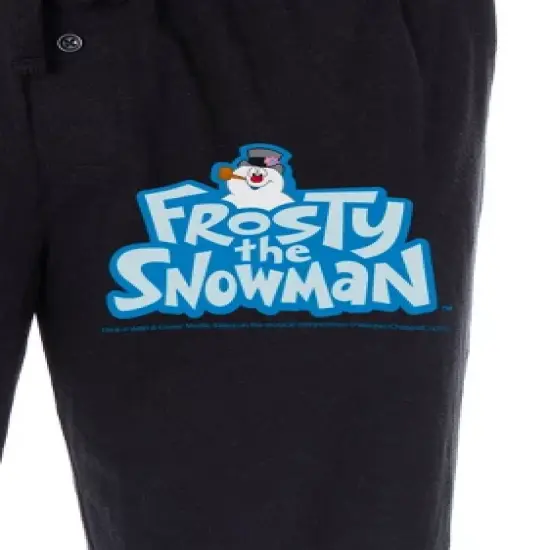 Frosty the Snowman Men's Christmas Holiday Cartoon Loungewear Pajama Pants Black image {2}