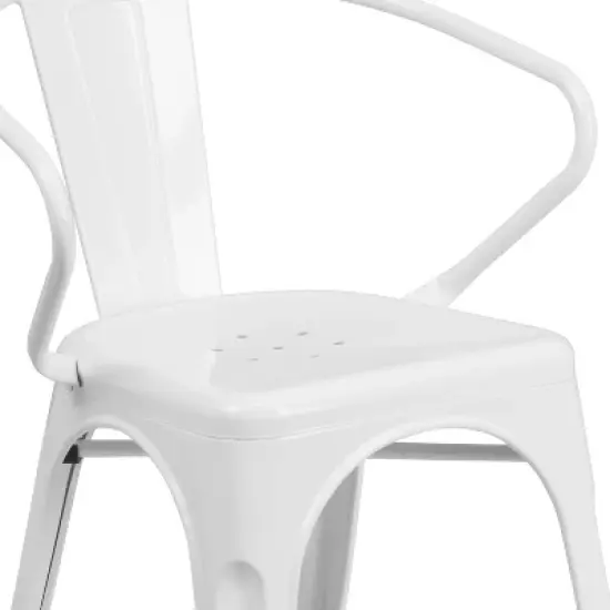 Emma and Oliver Commercial Grade Colorful Metal Indoor-Outdoor Chair with Arms image {4}