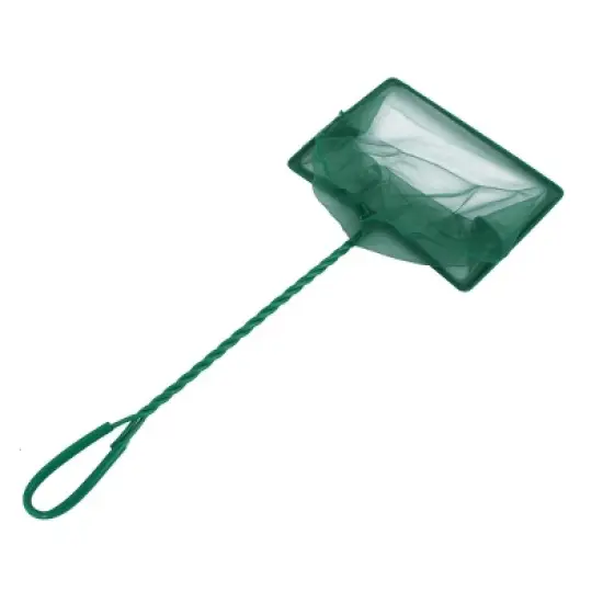 Unique Bargains Aquarium Pond Spiral Handle Rectangle Frame Fish Landing Net Green 8" Wide image {2}