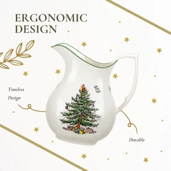 Spode Christmas Tree Pitcher - Festive 36 Ounce Fine Porcelain Pitcher for Holidays - Dishwasher Safe Pitcher with Handle image {5}