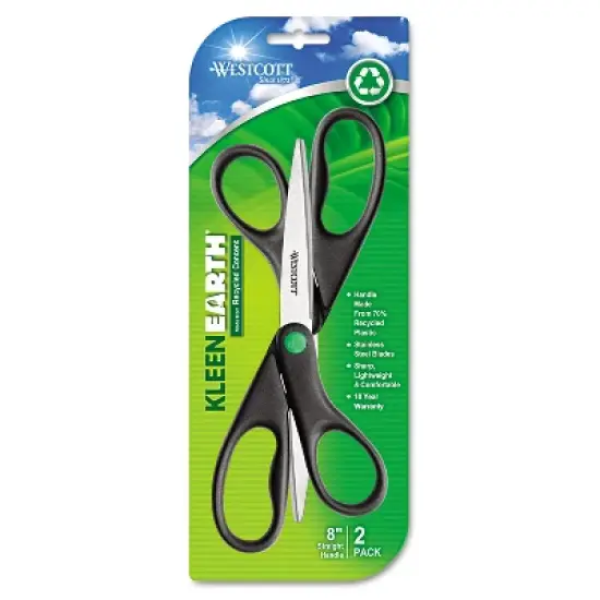 Westcott KleenEarth Recycled Scissors 8" Long Black 2/Pack 15179 image {7}