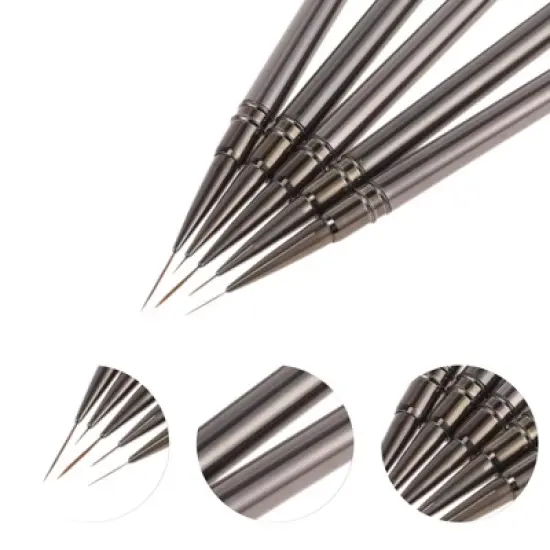 Unique Bargains Fine Nail Art Brushes Kit Silver Tone 1 Set image {1}