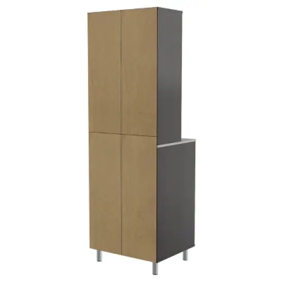 4 Door Breakroom Cabinet Espresso/Amber Gray - Inval image {7}