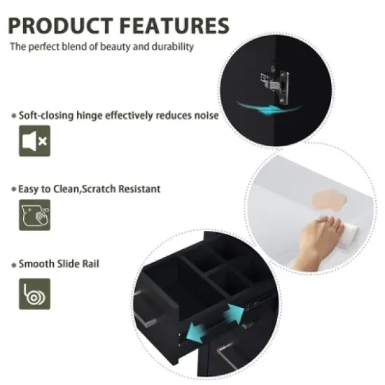 Bathroom Vanity with Ceramic Sink Combo,Solid Wood Frame Bathroom Storage Cabinet, Freestanding Vanity Set with 3 Drawers&Soft Closing Doors image {8}