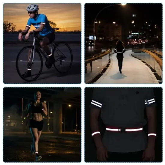 Unique Bargains Reflective Belt Bands Strip High Visibility Reflective Gear Blue 2 Pack image {4}