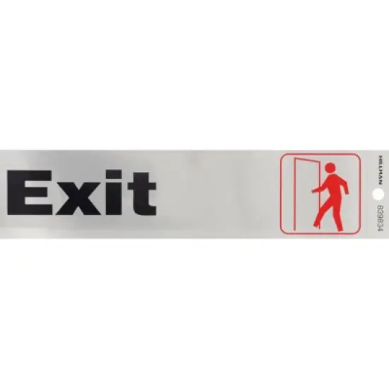 Hillman English Silver Exit Decal 2 in. H X 8 in. W - Case of 6 image {1}