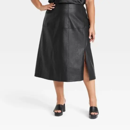 Women's Faux Leather A-Line Skirt - Ava & Viv&trade; image {3}