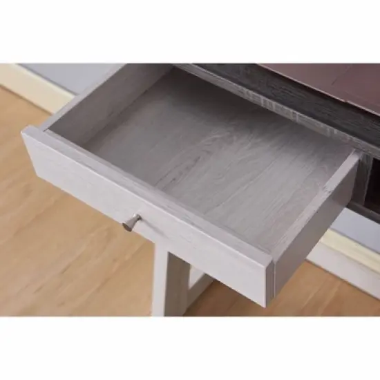 Holten 2 Open Shelves Leaning Desk White Oak/Distressed Gray - miBasics image {5}