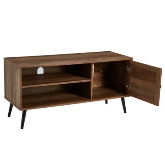 Jomeed Retro Mid Century Modern Wooden TV Entertainment Center Console for TVs with Storage Shelves for Living Rooms and Bedrooms image {2}