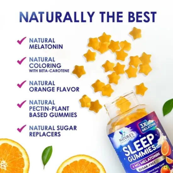 Melatonin Sleep Gummies Sugar Free, 6 mg Natural Melatonin Sleep Adults, Extra Strength Sleep Gummy Supplements - 120 Gummies By Nature's Nutrition image {5}