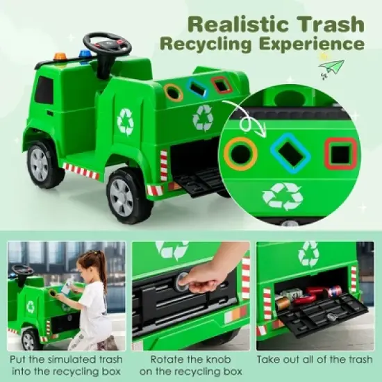 Costway 12V Recycling Garbage Truck Electric Ride On Toy Remote w/Recycling Accessories image {5}