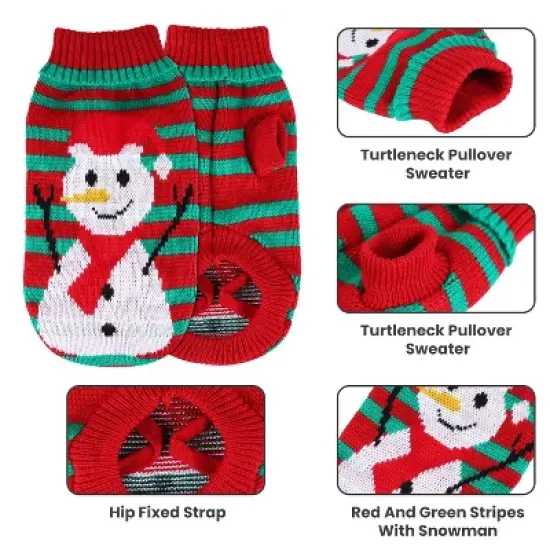 iMountek Pet Christmas Turtleneck Sweater for Small Medium Kitten Puppy Cats Dogs Snowman image {5}