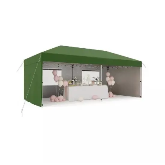 10'x 20' Pop up Canopy Tent, Easy to Set Up and Take Down, Portable Tent with 4Pcs Sidewalls, 12 Stakes & 6 Sandbags for Backyard Wedding Party,Black image {8}