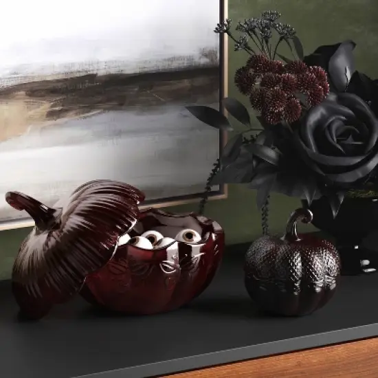 Halloween Glass Pumpkin Burgundy - Threshold&trade; image {1}