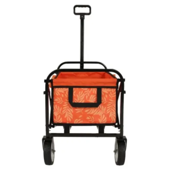 FURNIinspire Outdoor Serving Carts Minimeetall Collapsible Foldable Wagon Cart Utility Wagon Grocery Cart 225lbs, Orange, 35.04"*22.44"*38.58" image {4}