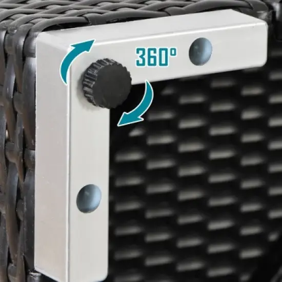 7pc Wicker Patio Conversation Set with Pillows & Cushions - Espresso/Blue - GODEER image {4}