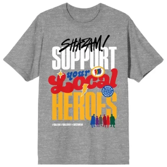 Shazam 2 Fury Of The Gods Support Your Local Hero Crew Neck Short Sleeve Gray Heather Women's T-shirt image {3}