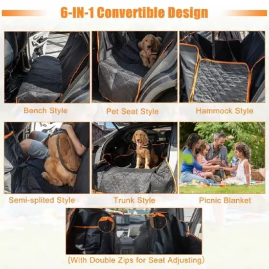 Unique Bargains PP Cotton 6 Layers Include 600D Oxford Cloth Dog Car Seat Covers 1 Set image {5}