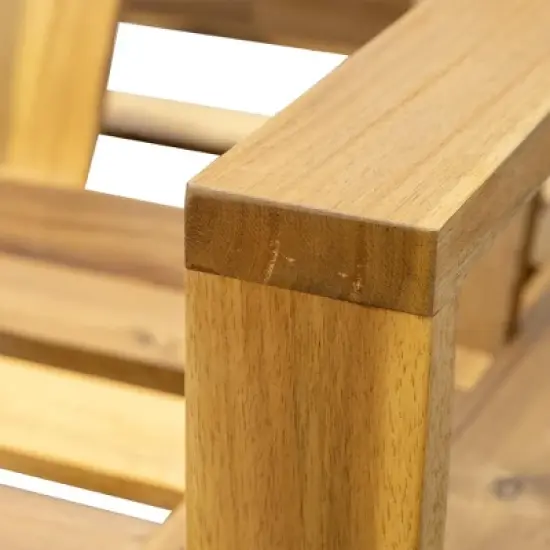 Outdoor Patio Acacia Wood Daybed Lounge Chair with Adjustable Backrest image {9}