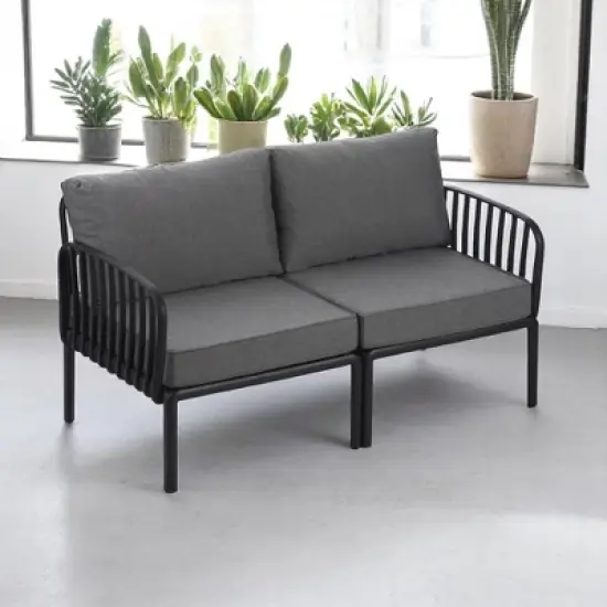 5-Piece Outdoor Plastic Sofa Set with Cushions and Coffee Table &acirc;&acirc;&sbquo;?Modular Sectional Furniture for Patio, Garden, or Balcony image {4}