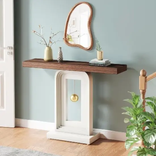 Tribesigns Modern 40 Inches Narrow Console Table with Pendulum Shape Base image {5}