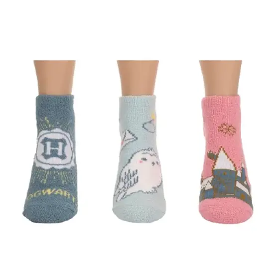 Harry Potter Hogwarts Castle And Hedwig Womens Ankle Socks 3 Pack image {1}