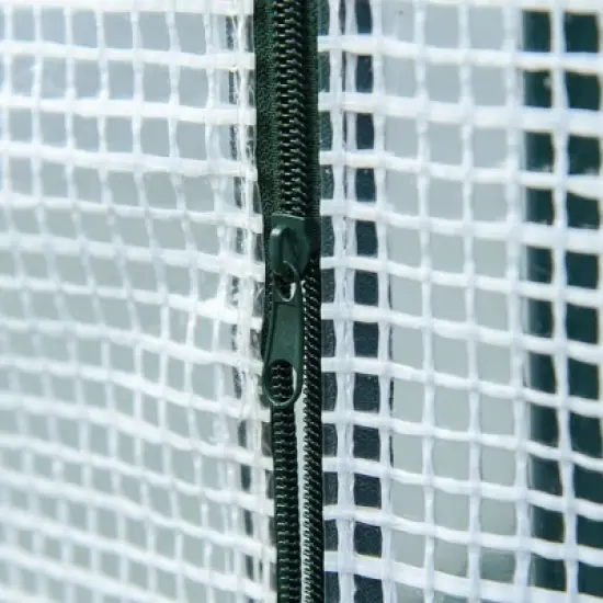 Outsunny Outdoor Walk-In Greenhouse, Plant Nursery with Roll-up Windows, PE Cover, and Wire Shelves image {4}