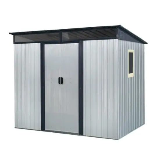 NicBex Metal Outdoor Storage Shed with Window and Transparent Plate for Backyard Garden,Patio image {5}