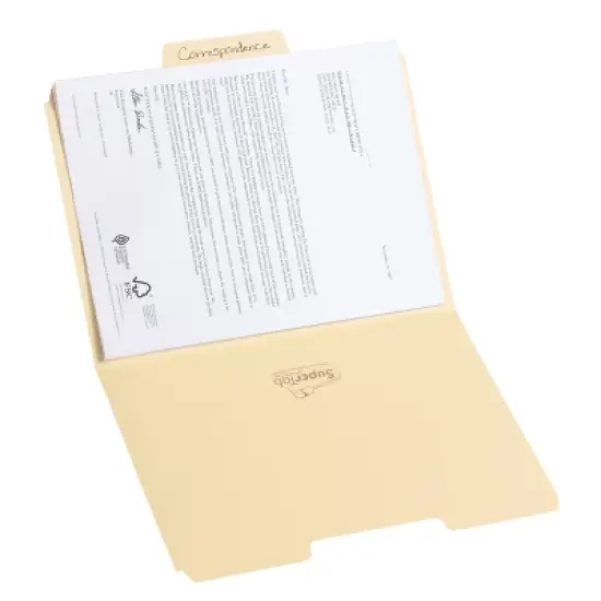 Smead SuperTab File Folder, Oversized Reinforced 1/3-Cut Tab, Guide Height, Letter Size, Manila, 100 Per Box (10395) image {4}