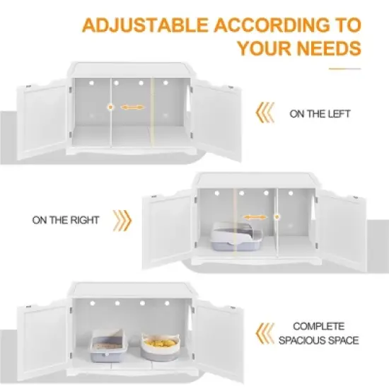 Yaheetech Wooden Hidden Cat Litter Box Side Table with Divider image {5}