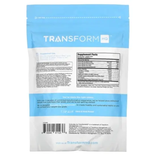 TransformHQ Boost Shot Powder Drink Stick Packets, Blue Raspberry, 7 Pack, Energy Supplements for Women & Men, with Caffeine, Vitamin B12, B9, B6 & B3 image {1}