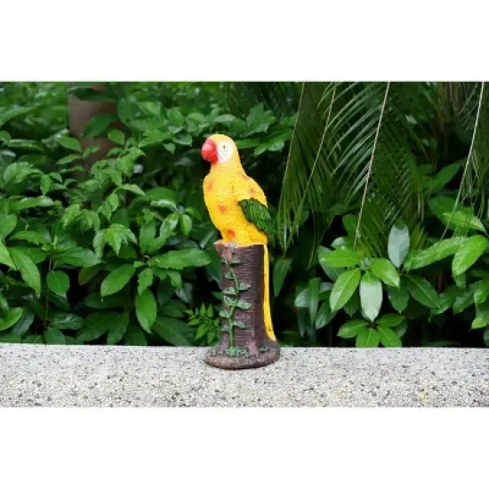 Techko Maid Parrot Yellow Solar Outdoor Garden Statue Decor with Spotlight image {10}