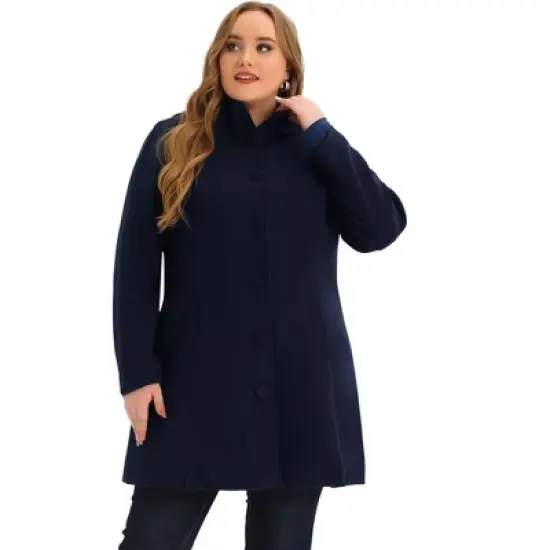 Agnes Orinda Women's Plus Size Elegant Single Breasted Detachable Hooded Trench Overcoats image {1}
