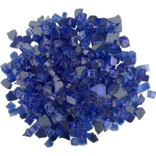 Home-Complete 10.47 lbs  .5" Reflective Crushed Rock Fire Glass Blue image {10}