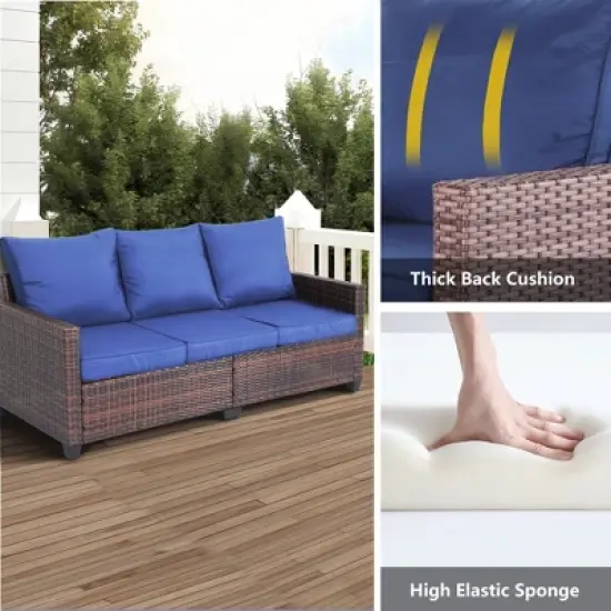 Decksplore Patio Furniture Set 3 Piece Wicker Outdoor Furniture All-Weather PE Rattan with Cushions image {5}