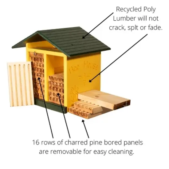 JCS Wildlife Double-Wide Large Poly Lumber and Pine Mason Bee House - Handmade in the USA image {2}