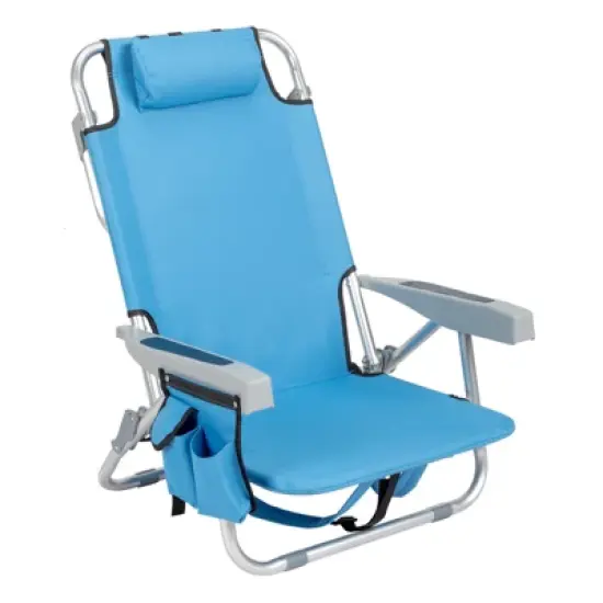 DOMETOUR Short Oxford Cloth Silver White Aluminum Tube Bearing 100kg Beach Chair Blue image {16}
