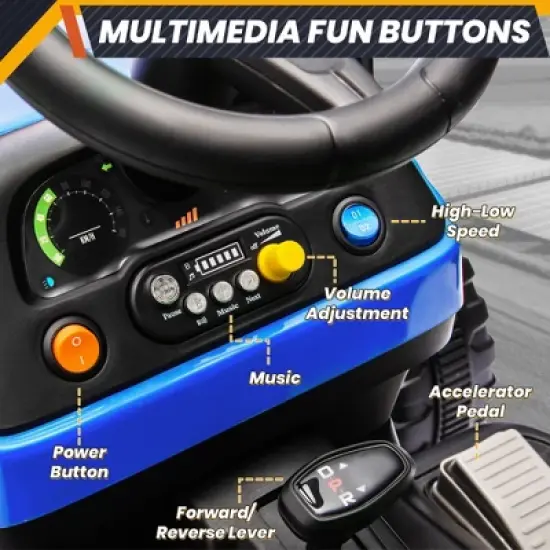 JOYRACER 2WD 24V 2-Seater Electric Ride-On UTV for Kids, 2&times;75W Motors, Remote Control, LED Lights, Spring Suspension, 3 Speeds & Bluetooth Music image {7}