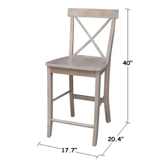 X Back Stool Washed Gray/Taupe - International Concepts image {4}