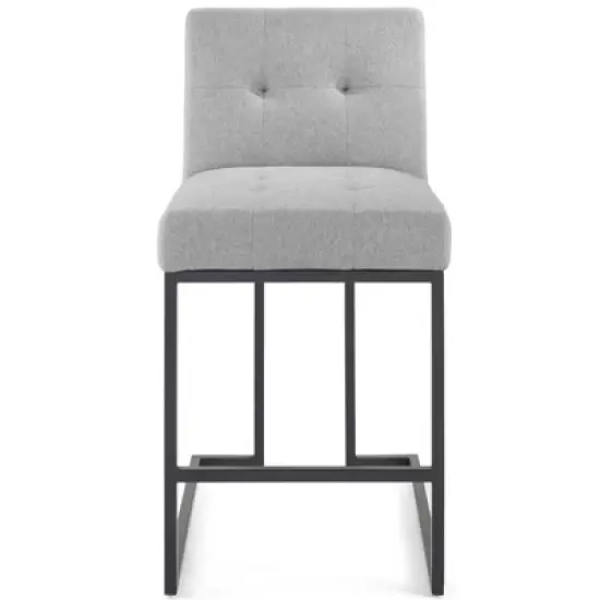 Privy Stainless Steel Upholstered Fabric Counter Height Barstool Black - Modway image {10}