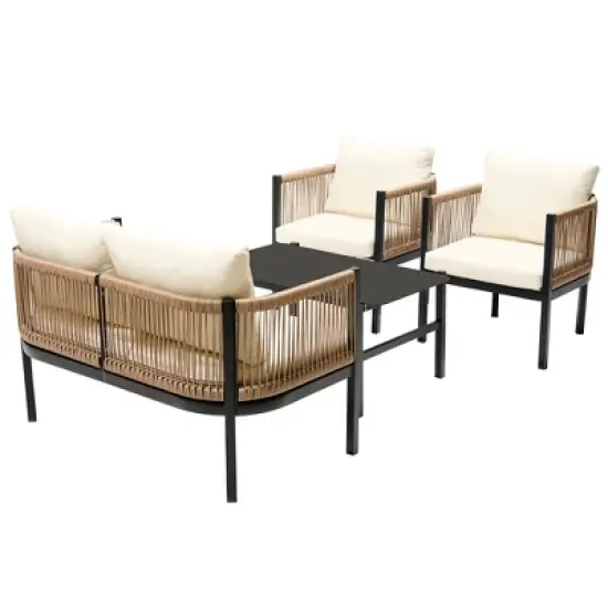 Whisen Multi-person Outdoor Sofa Combination with A Table, Suitable for Garden, Backyard and Balconies image {6}